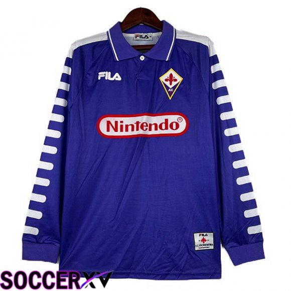 ACF Fiorentina Retro Soccer Jersey Home Long Sleeve Blue 1998