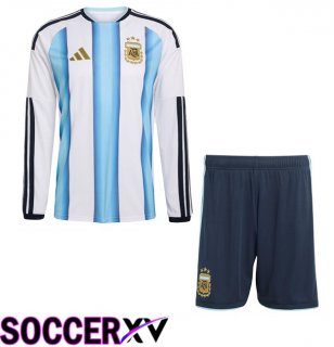 Argentina Kids Home Soccer Jersey Long sleeve Blue White 2026/2027