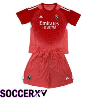 Real Madrid Kids Goalkeeper Soccer Jersey Red 2025/2026
