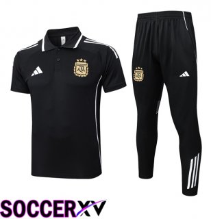 Argentina Soccer Polo + Training Pants Black 2025/2026