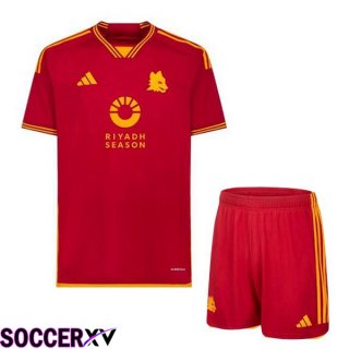 AS Roma Kids RIYADH SEASON Soccer Jersey Home Red 2023/2024