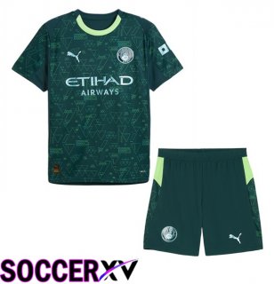 Manchester City Kids Fourth Soccer Jersey Green 2025/2026