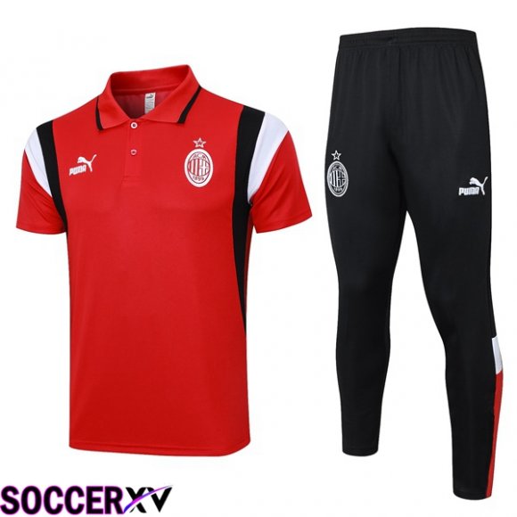 AC Milan Soccer Polo + Pants Red 2023/2024