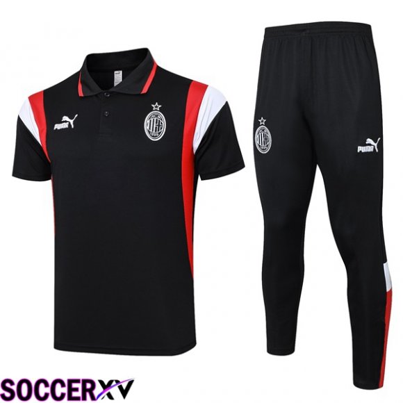 AC Milan Soccer Polo + Pants Black 2023/2024