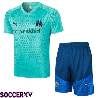 Marseille OM Training T Shirt + Shorts Blue 2023/2024