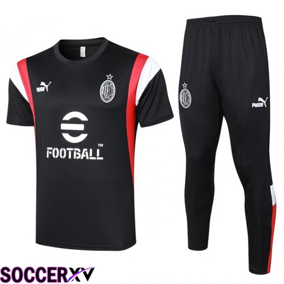 AC Milan Training T Shirt + Pants Black 2023/2024