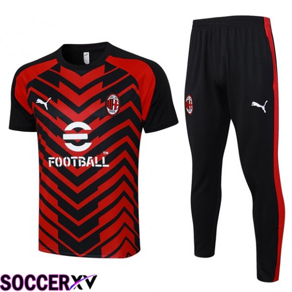 AC Milan Training T Shirt + Pants Black Red 2023/2024