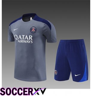 PSG Kids Training T Shirt Grey/Blue 2025/2026