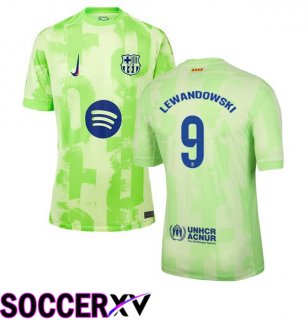 FC Barcelona (LEWANDOWSKI 9) Third Soccer Jersey Green 2024/2025