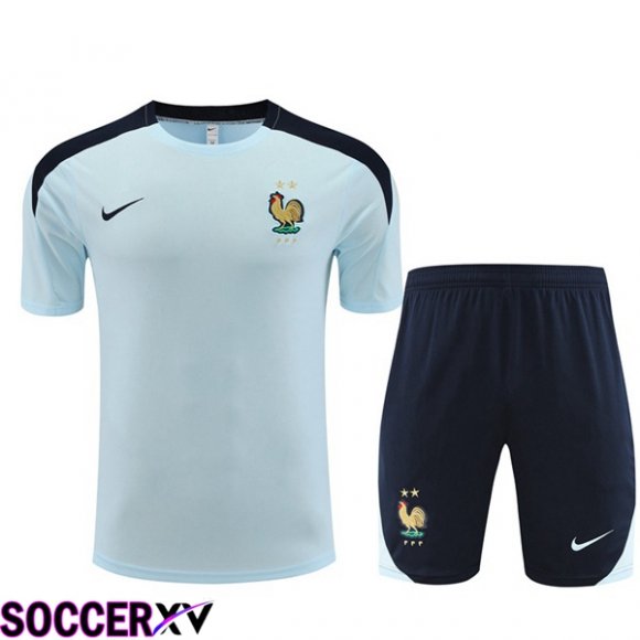 France Training T Shirt + Shorts Blue 2023/2024