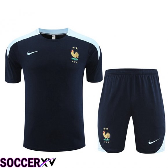 France Training T Shirt + Shorts Royal Blue 2023/2024