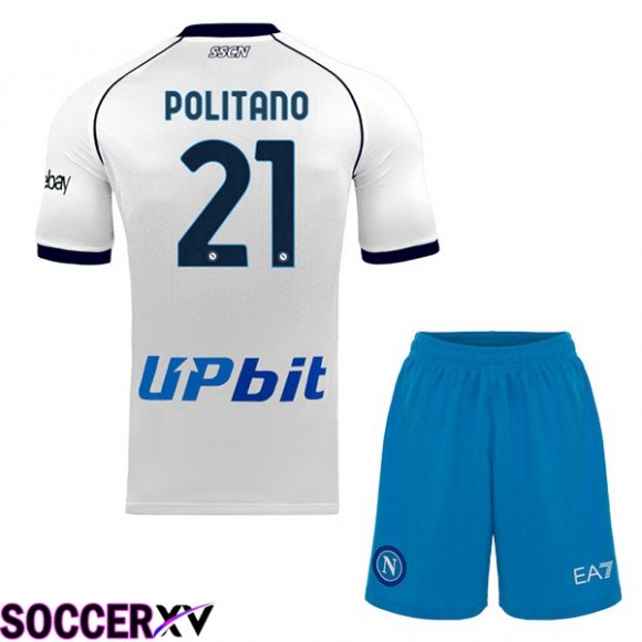 SSC Napoli (Matteo Politano 21) Kids Soccer Jersey Away White 2023/2024