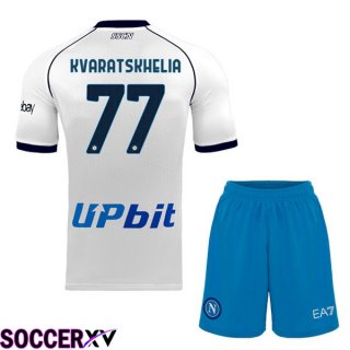 SSC Napoli (Khvicha Kvaratskhelia 77) Kids Soccer Jersey Away White 2023/2024