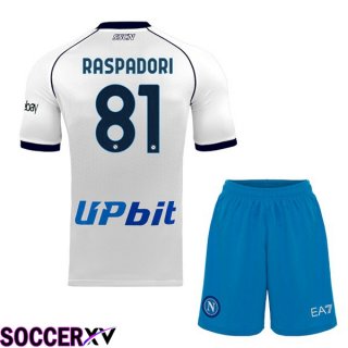 SSC Napoli (Giacomo Raspadori 81) Kids Soccer Jersey Away White 2023/2024