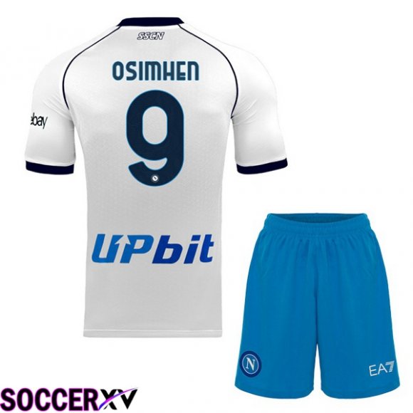 SSC Napoli (Victor Osimhen 9) Kids Soccer Jersey Away White 2023/2024