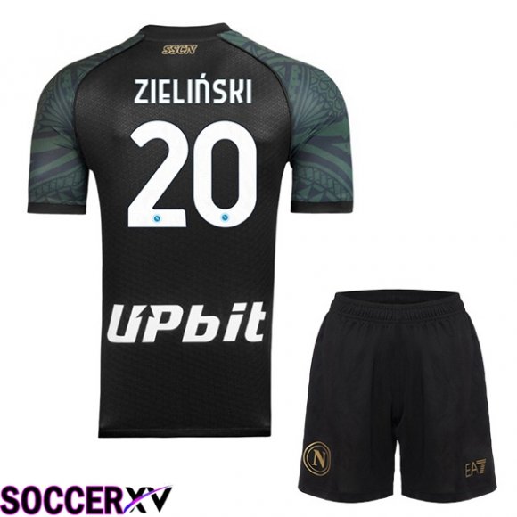 SSC Napoli (Piotr Zielinski 20) Kids Soccer Jersey Third Black 2023/2024