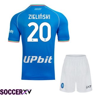 SSC Napoli (Piotr Zielinski 20) Kids Soccer Jersey Home Blue 2023/2024