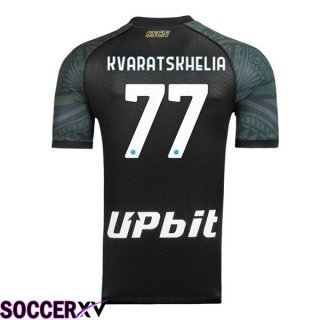 SSC Napoli (Khvicha Kvaratskhelia 77) Soccer Jersey Third Black 2023/2024