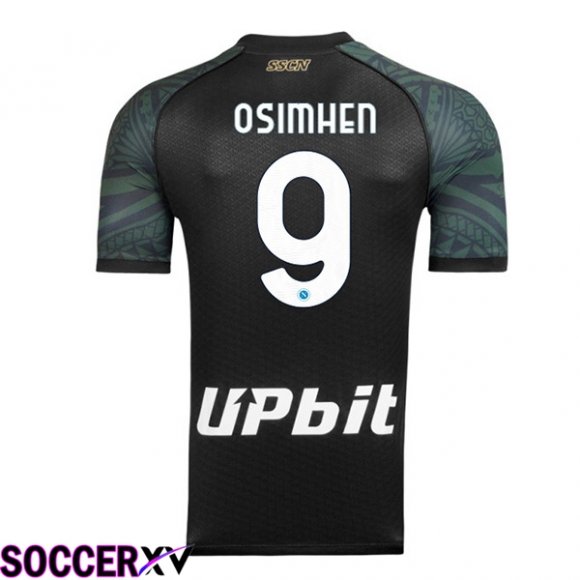 SSC Napoli (Victor Osimhen 9) Soccer Jersey Third Black 2023/2024