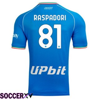 SSC Napoli (Giacomo Raspadori 81) Soccer Jersey Home Blue 2023/2024