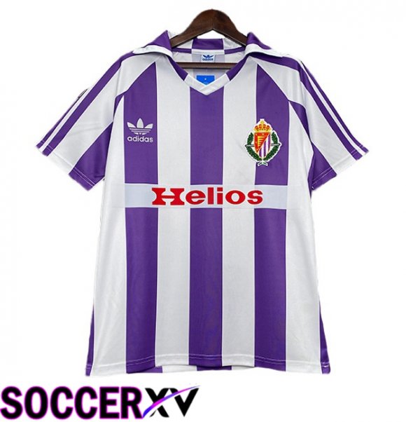 Real Valladolid Retro Home Soccer Jersey Purple White 1984