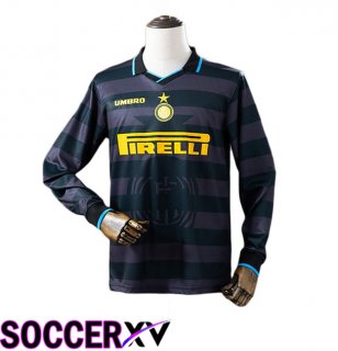 Inter Milan Retro Away Soccer Jersey Long sleeve Black 1997-1998