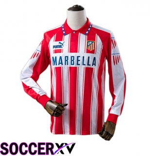 Atletico Madrid Retro Home Soccer Jersey Long sleeve Red White 1994-1995