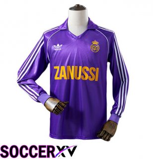 Real Madrid Retro Away Soccer Jersey Long sleeve Purple 1984-1985