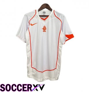 Netherlands Retro Away Soccer Jersey White 2004