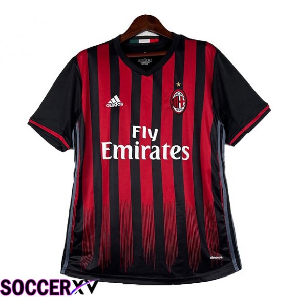 AC Milan Retro Soccer Jersey Home Red Black 2016-2017