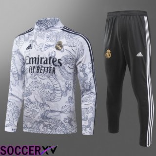 Real Madrid Kids Training Tracksuit Suit White 2023/2024