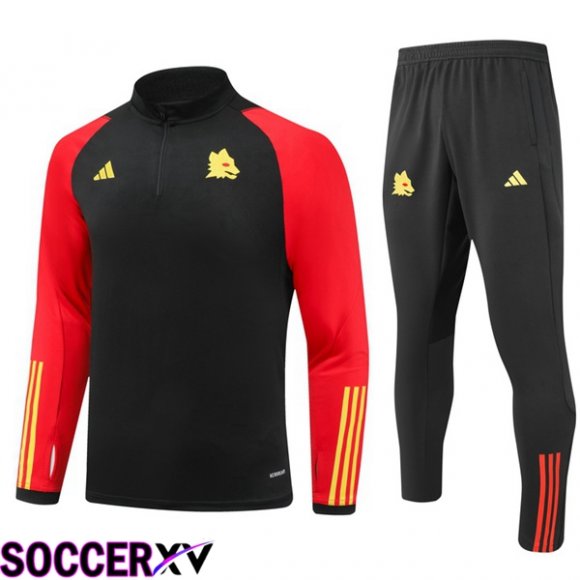 AS Roma Black Training Tracksuit Suit Red 2023/2024