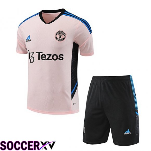 Manchester United Training T Shirt + Shorts Pink 2023/2024