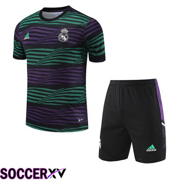 Real Madrid Training T Shirt + Shorts Black Green 2023/2024