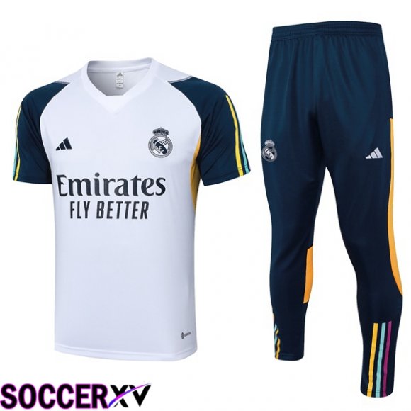 Real Madrid Training T Shirt + Shorts White 2023/2024