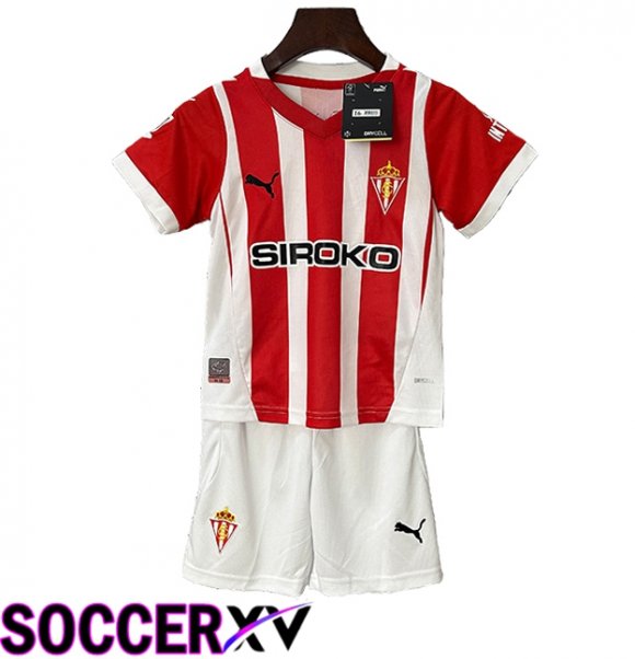 Kids Sporting Gijon Home Soccer Jersey 2024/2025