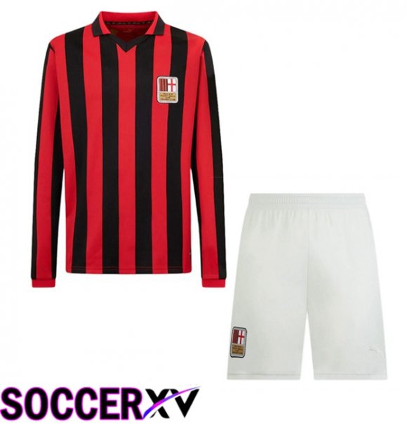 AC Milan Kids Soccer Jersey 125th Anniversary Edition Long sleeve Red Black 2024/2025