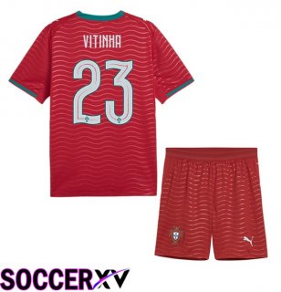 Portugal (Vitinha 23) Kids Home Soccer Jersey Red 2026/2027