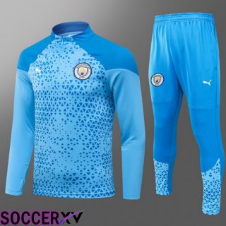 Manchester City Kids Training Tracksuit Suit Blue 2023/2024