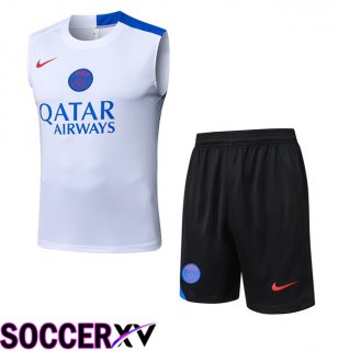 Paris PSG Gilet Soccer + Shorts White 2025/2026