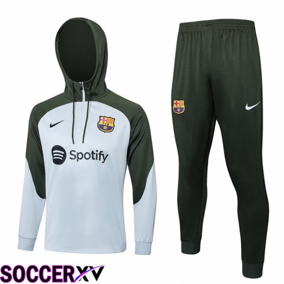 FC Barcelona Training Tracksuit Hoodie White Green 2023/2024