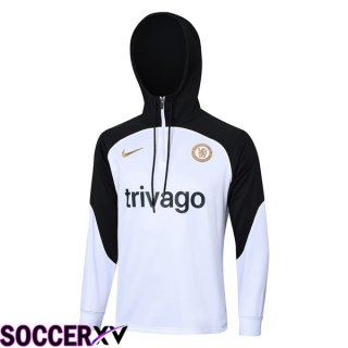 FC Chelsea Training Sweatshirt Hoodie White Black 2023/2024