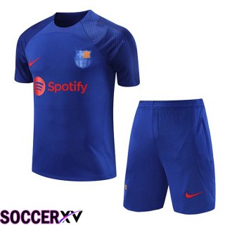 FC Barcelona Training T Shirt + Shorts Blue Royal 2023/2024