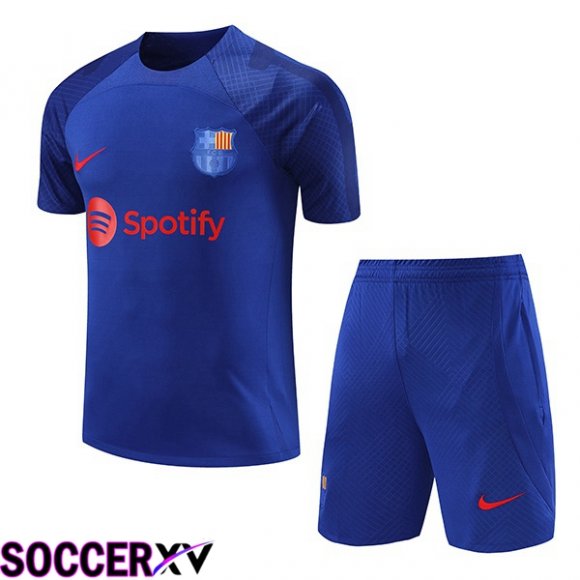 FC Barcelona Training T Shirt + Shorts Blue Royal 2023/2024