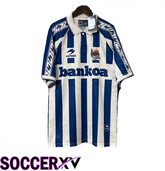 Real Sociedad Retro Home Soccer Jersey White Blue 1994-1995