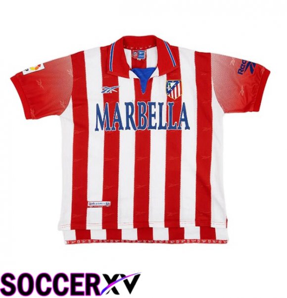 Atletico Madrid Retro Home Soccer Jersey White Red 1998-1999