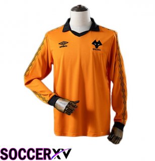 Wolves Retro Home Soccer Jersey Long sleeve Yellow 1980-1981
