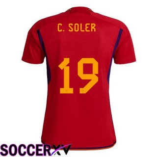 Spain (C. SOLER 19) Home Jersey Red World Cup 2022