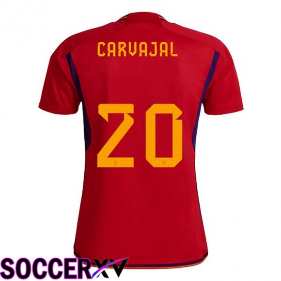 Spain (CARVAJAL 20) Home Jersey Red World Cup 2022