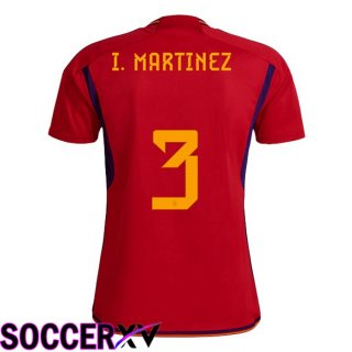 Spain (I. MARTINEZ 3) Home Jersey Red World Cup 2022